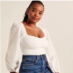 Abercrombie & Fitch Long-Sleeve Mixed Puff Sleeve